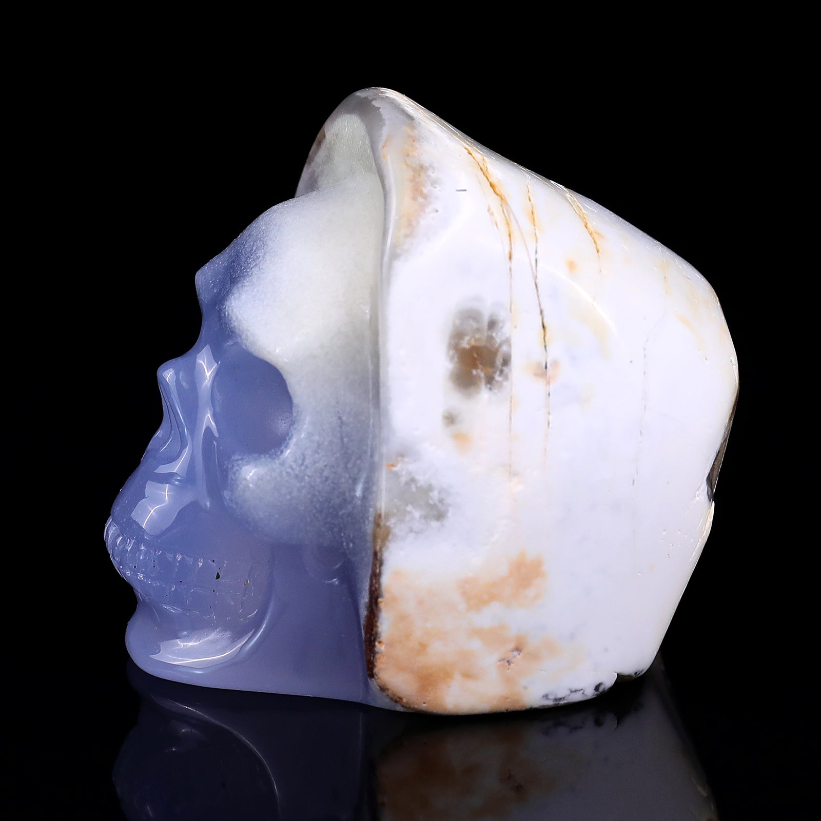 2.8" Blue Chalcedony Hand Carved Mineral Specimen Skull Sculpture Crystallumi