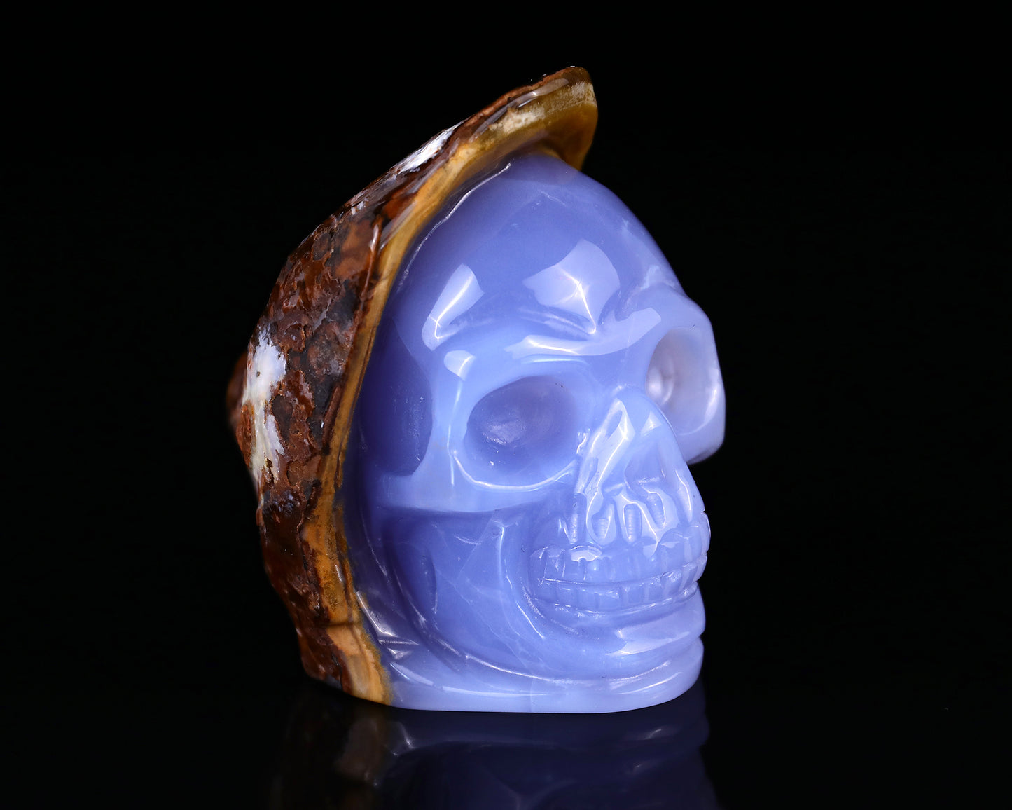 2.8" Blue Chalcedony Hand Carved Mineral Specimen Skull Sculpture Crystallumi