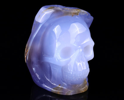 2.8" Blue Chalcedony Hand Carved Mineral Specimen Skull Sculpture Crystallumi