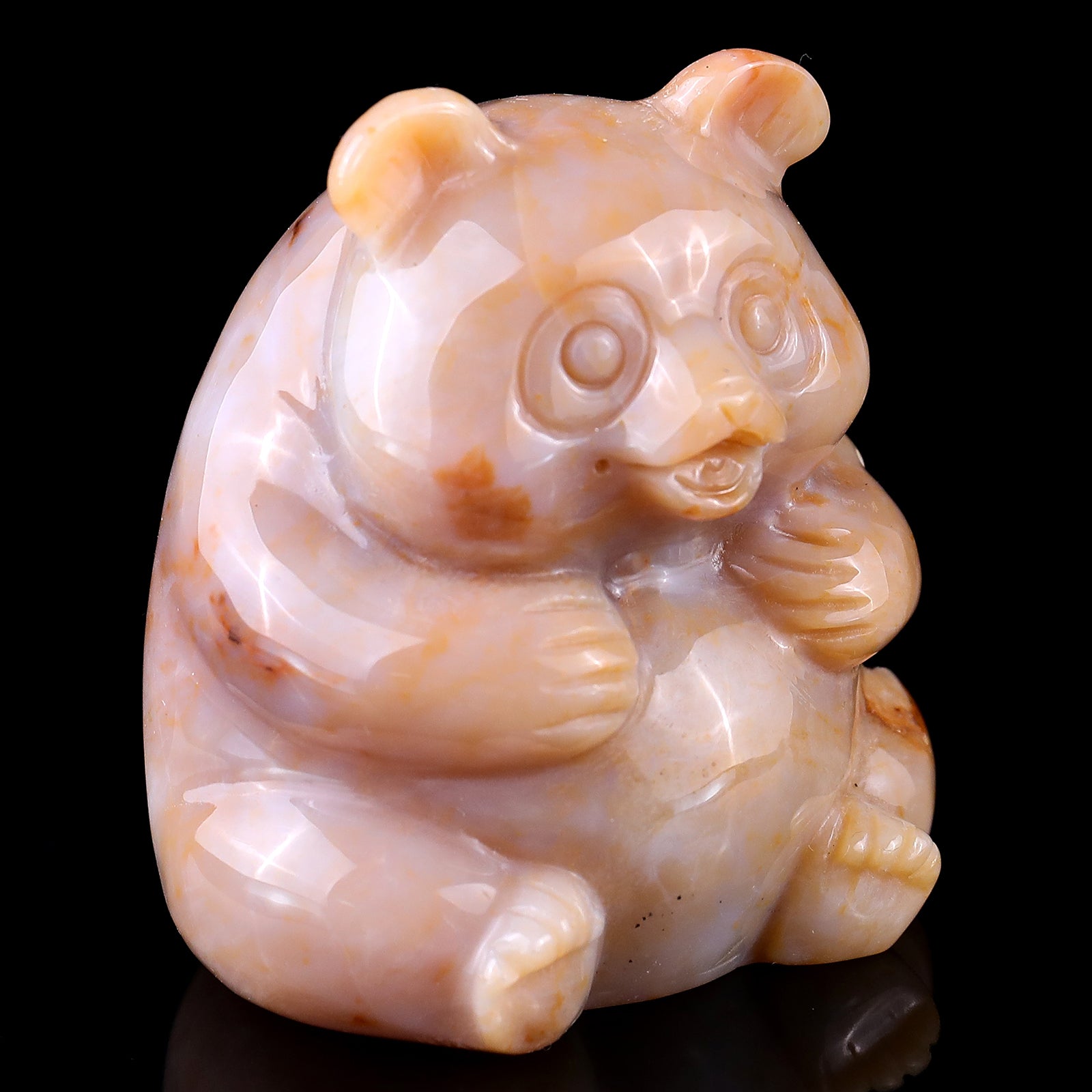 2.8" Chalcedony Hand Carved Crystal Panda Sculpture Crystallumi