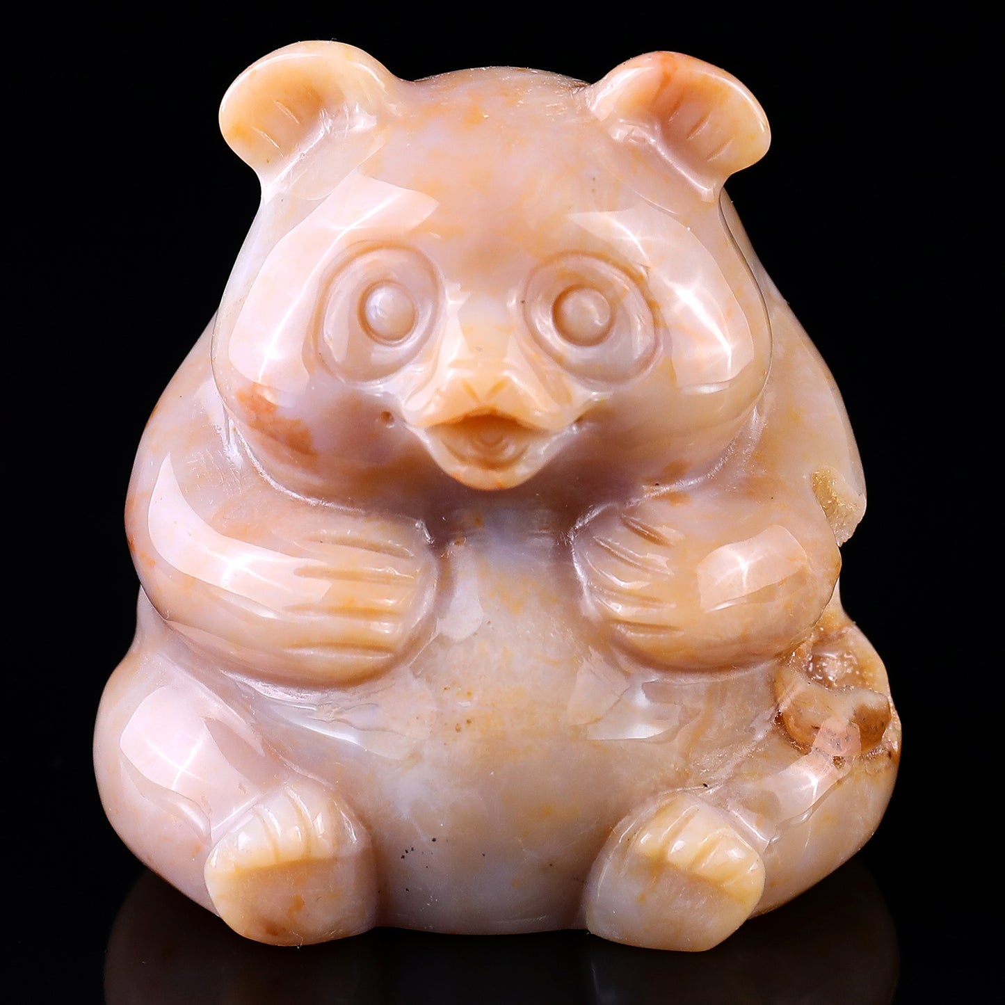 2.8" Chalcedony Hand Carved Crystal Panda Sculpture Crystallumi