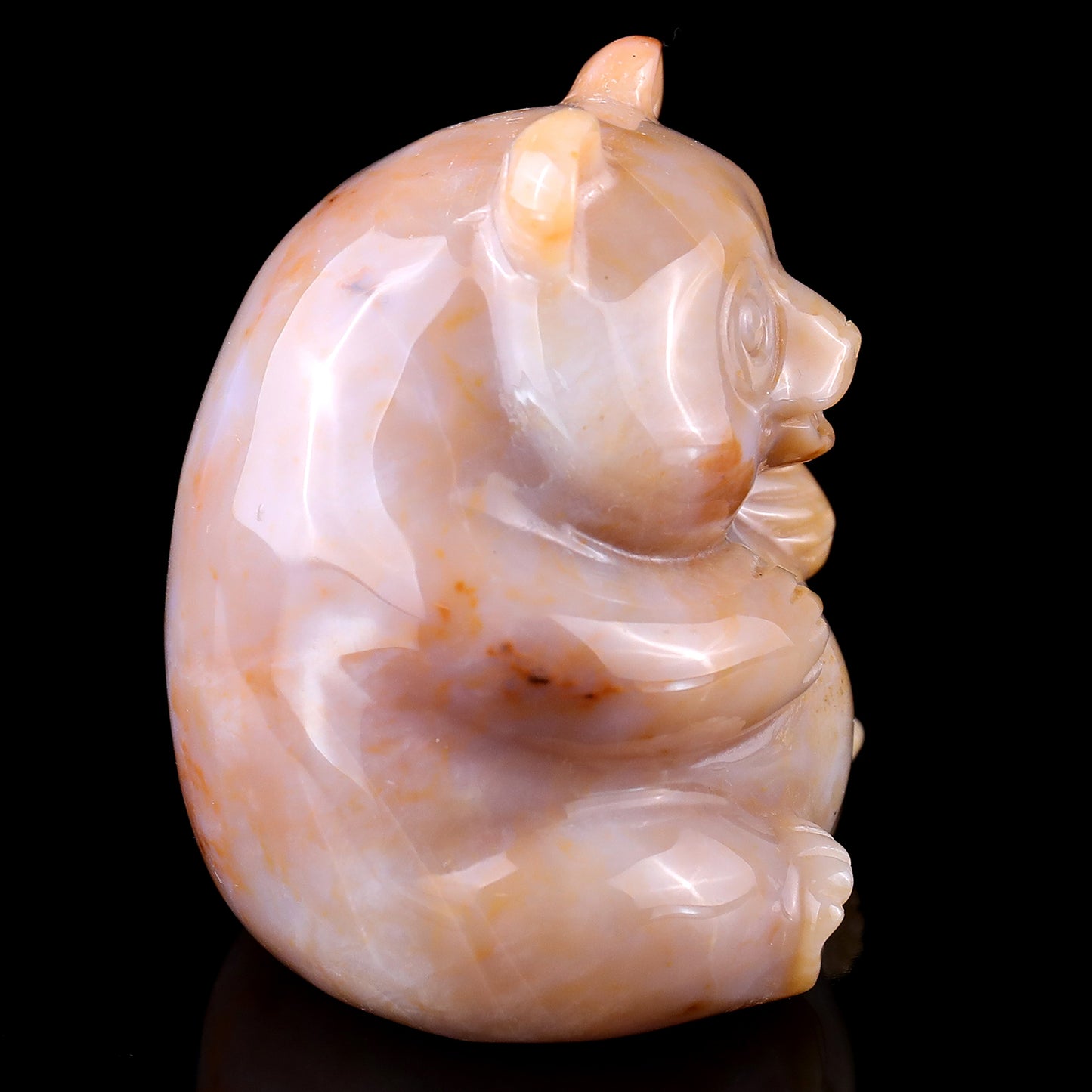 2.8" Chalcedony Hand Carved Crystal Panda Sculpture Crystallumi