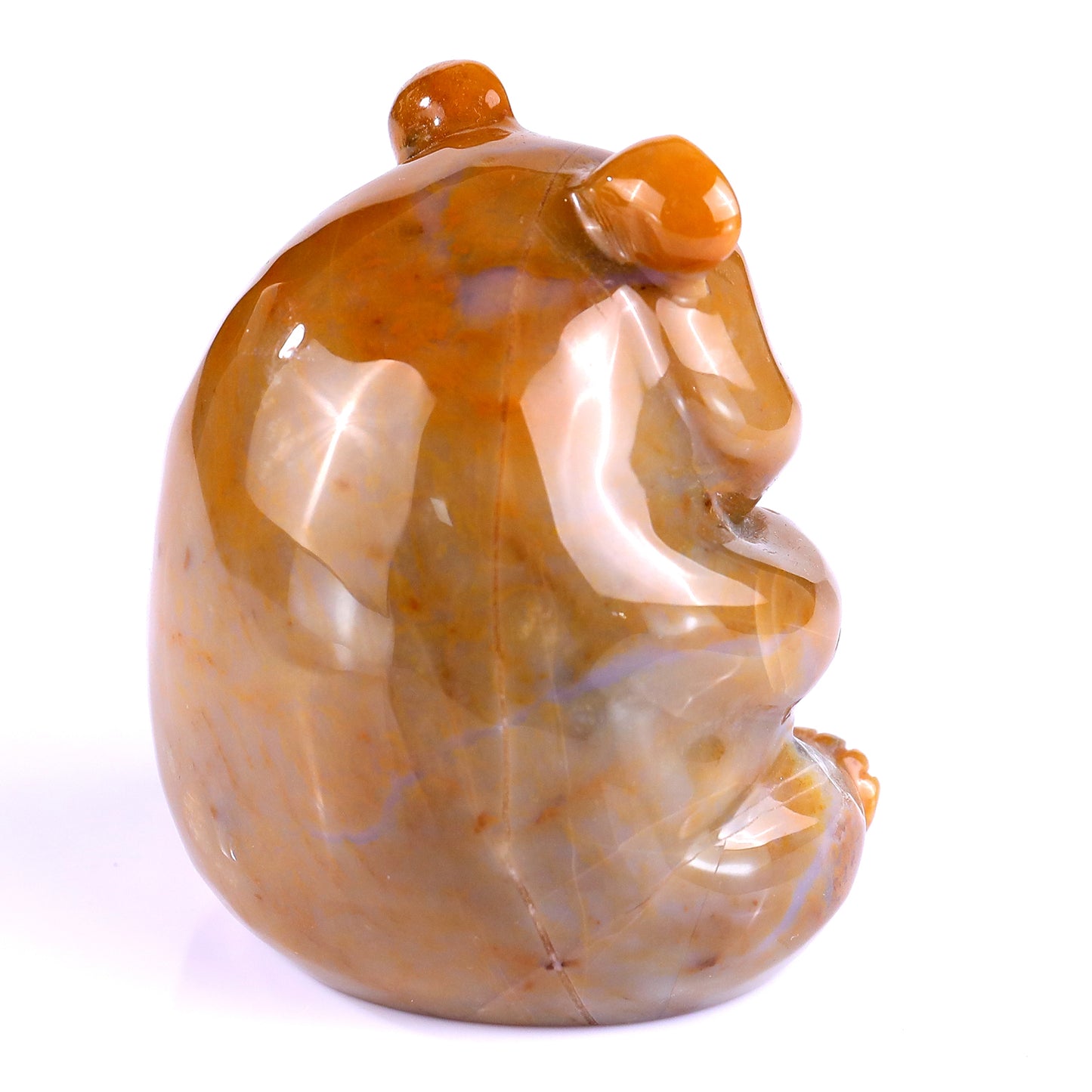 2.8" Chalcedony Hand Carved Crystal Panda Sculpture Crystallumi