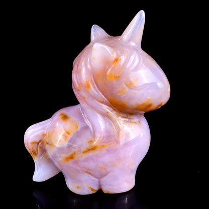 2.8" Chalcedony Hand Carved Crystal Unicorn Sculpture Crystallumi