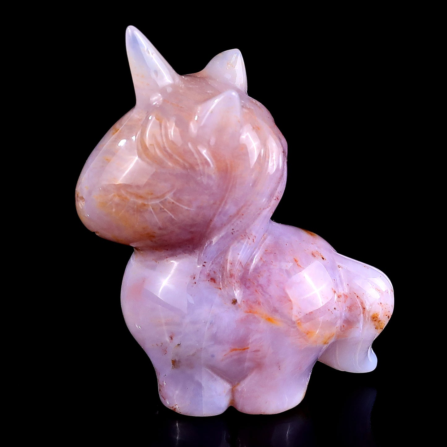 2.8" Chalcedony Hand Carved Crystal Unicorn Sculpture Crystallumi