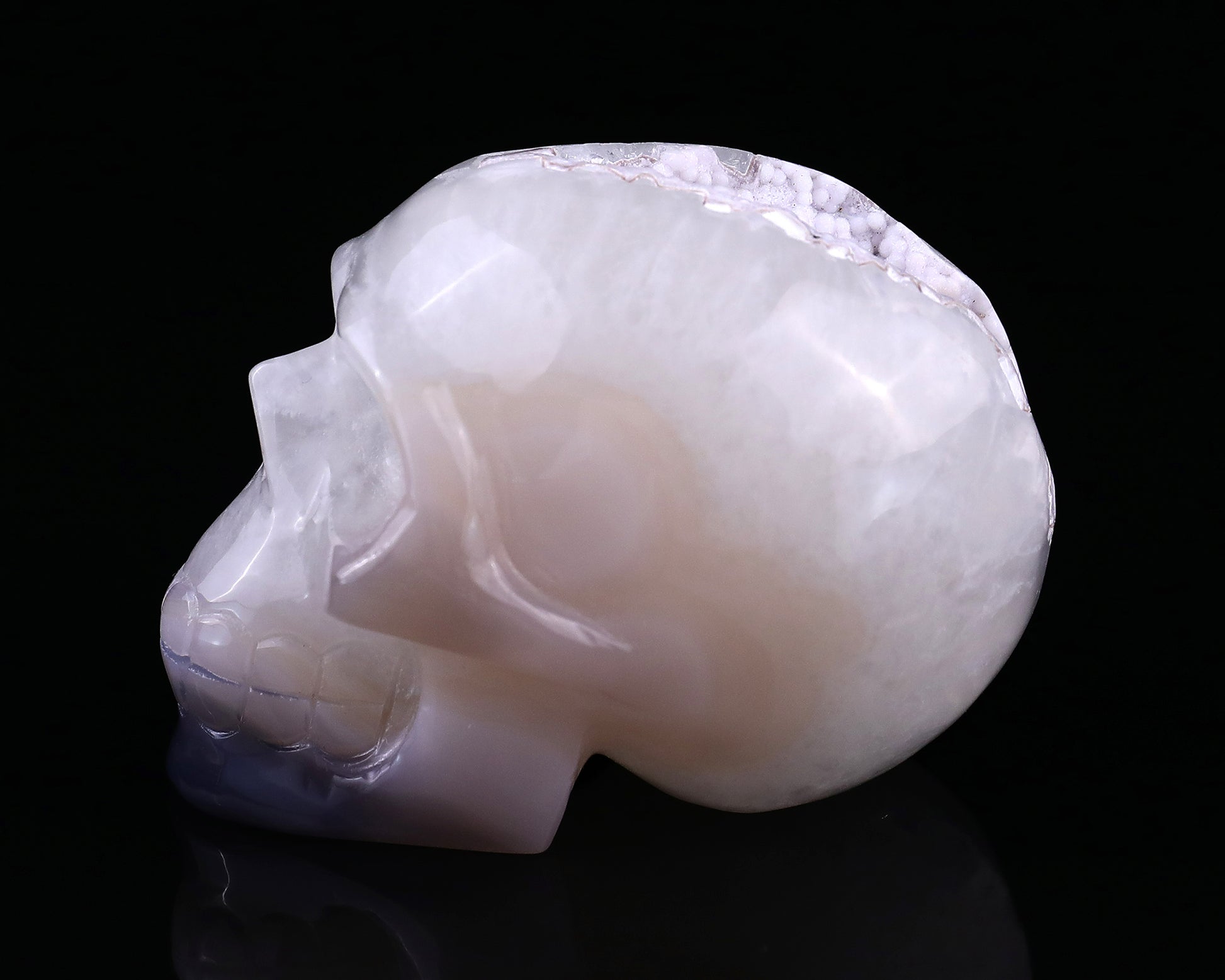 2.8" Geode Agate Hand Carved Crystal Geode Skull Sculpture Crystallumi