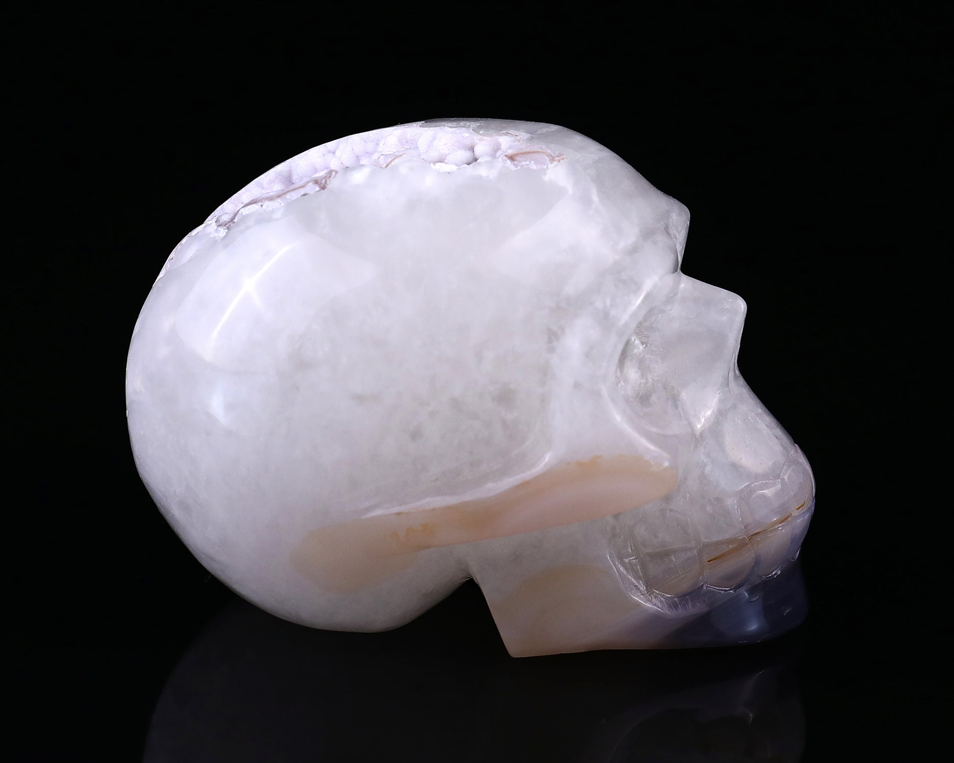 2.8" Geode Agate Hand Carved Crystal Geode Skull Sculpture Crystallumi