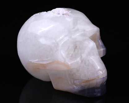 2.8" Geode Agate Hand Carved Crystal Geode Skull Sculpture Crystallumi