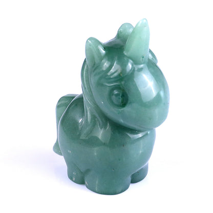 2.8" Green Aventurine Hand Carved Crystal Unicorn Sculpture Crystallumi