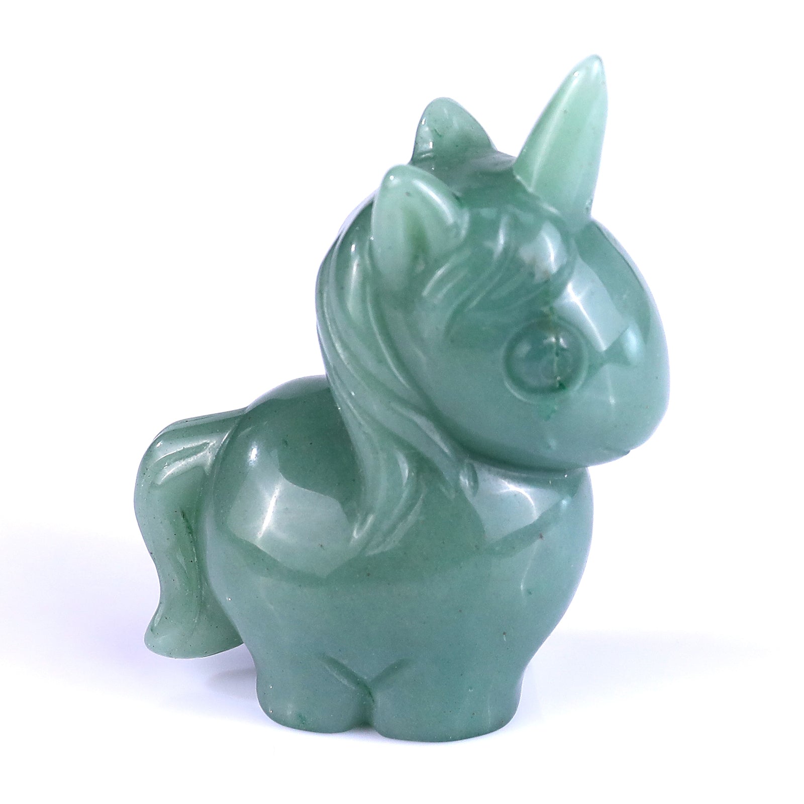 2.8" Green Aventurine Hand Carved Crystal Unicorn Sculpture Crystallumi