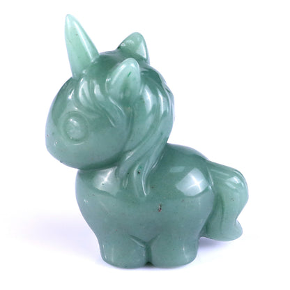 2.8" Green Aventurine Hand Carved Crystal Unicorn Sculpture Crystallumi