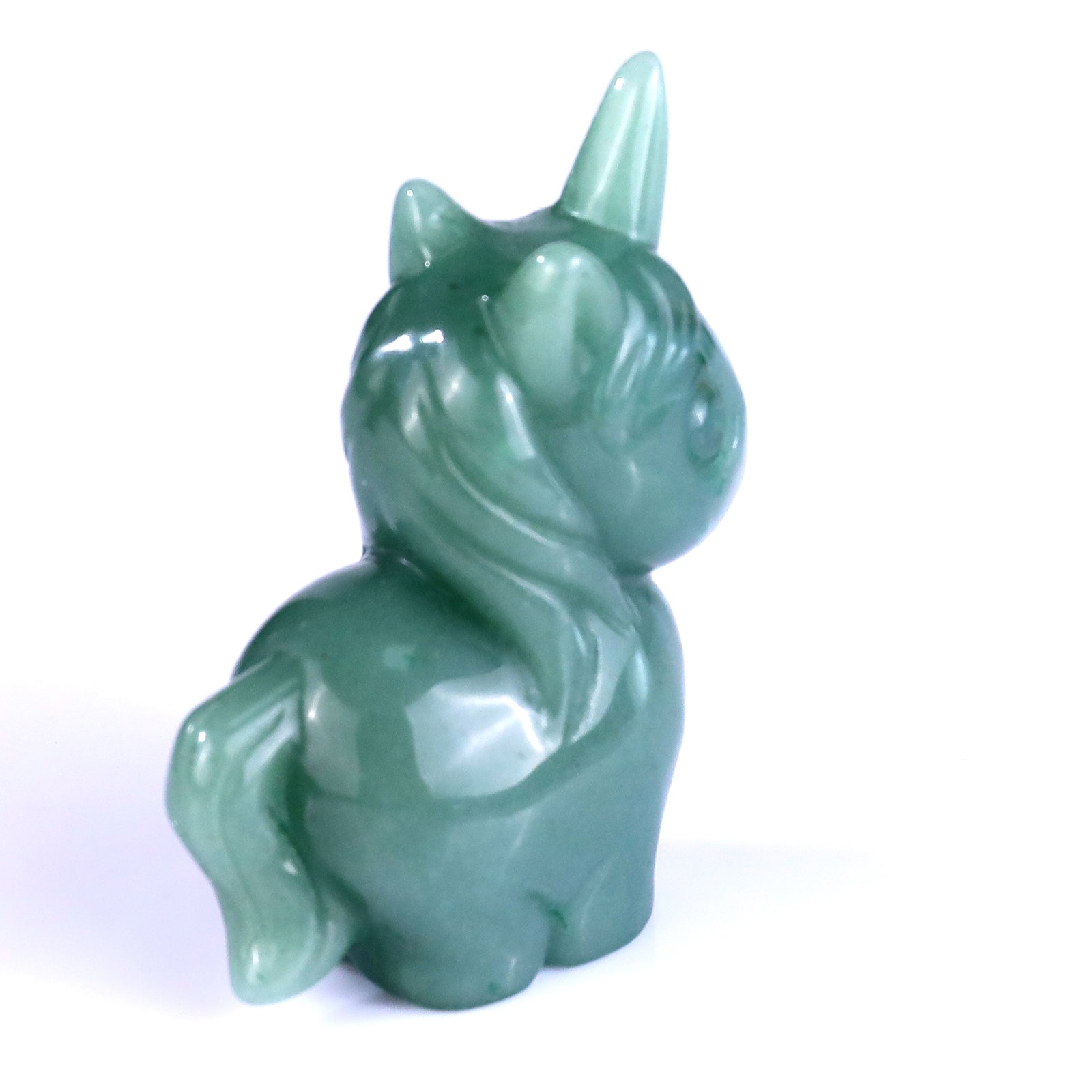 2.8" Green Aventurine Hand Carved Crystal Unicorn Sculpture Crystallumi