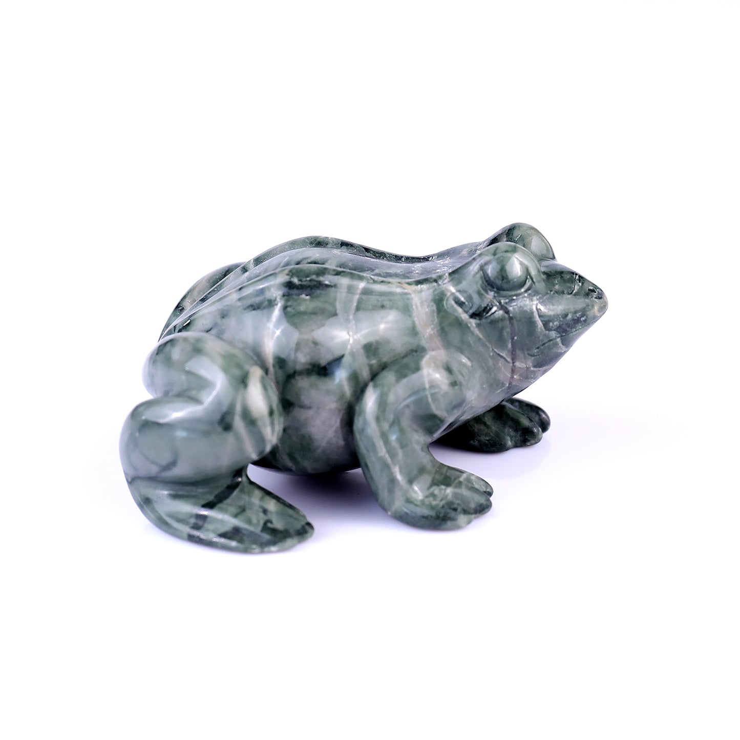 2.8" Jiulong Jade Hand Carved Crystal Frog Sculpture Crystallumi