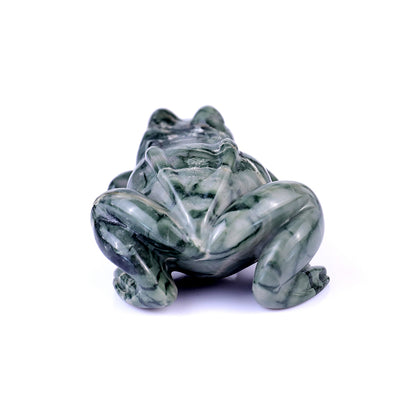 2.8" Jiulong Jade Hand Carved Crystal Frog Sculpture Crystallumi