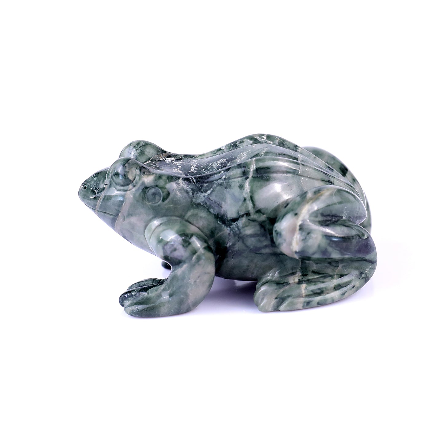 2.8" Jiulong Jade Hand Carved Crystal Frog Sculpture Crystallumi