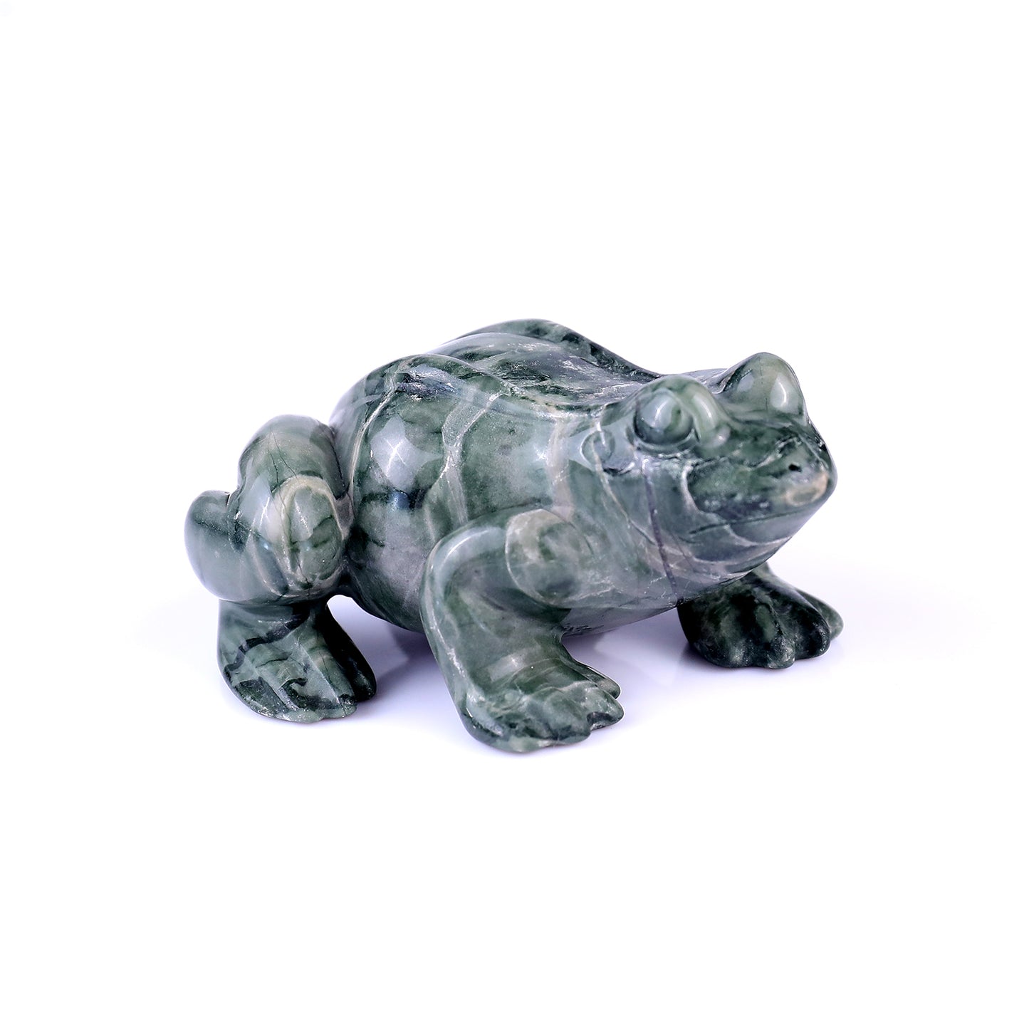 2.8" Jiulong Jade Hand Carved Crystal Frog Sculpture Crystallumi