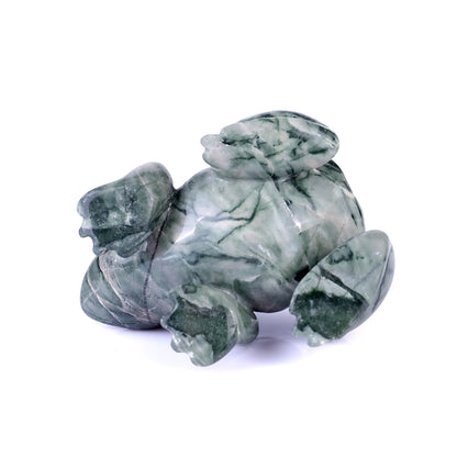 2.8" Jiulong Jade Hand Carved Crystal Frog Sculpture Crystallumi