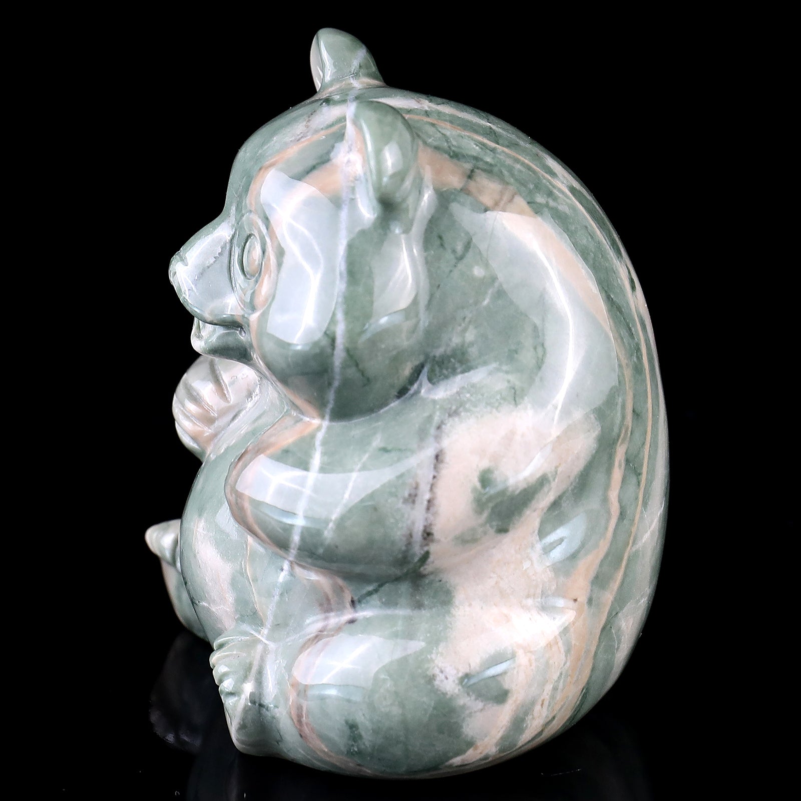 2.8" Jiulong Jade Hand Carved Crystal Panda Sculpture Crystallumi