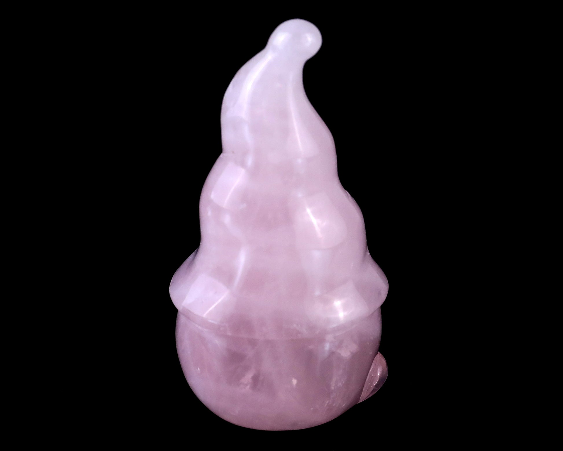 2.8” Natural Rose Quartz Hand Carved Crystal Bearded Ghost Sculpture, Halloween Gift Crystallumi