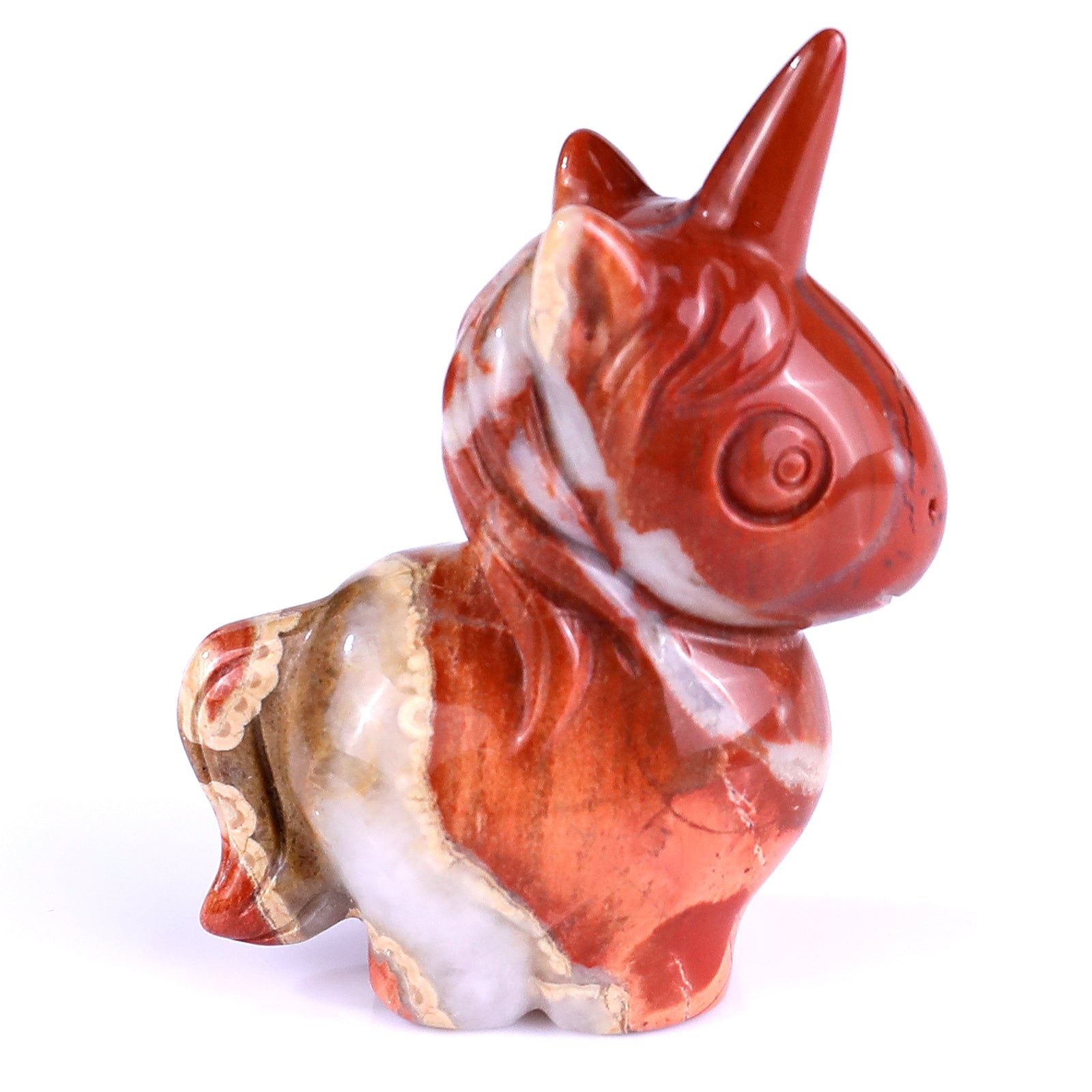 2.8" Red Jasper Hand Carved Crystal Unicorn Sculpture Crystallumi