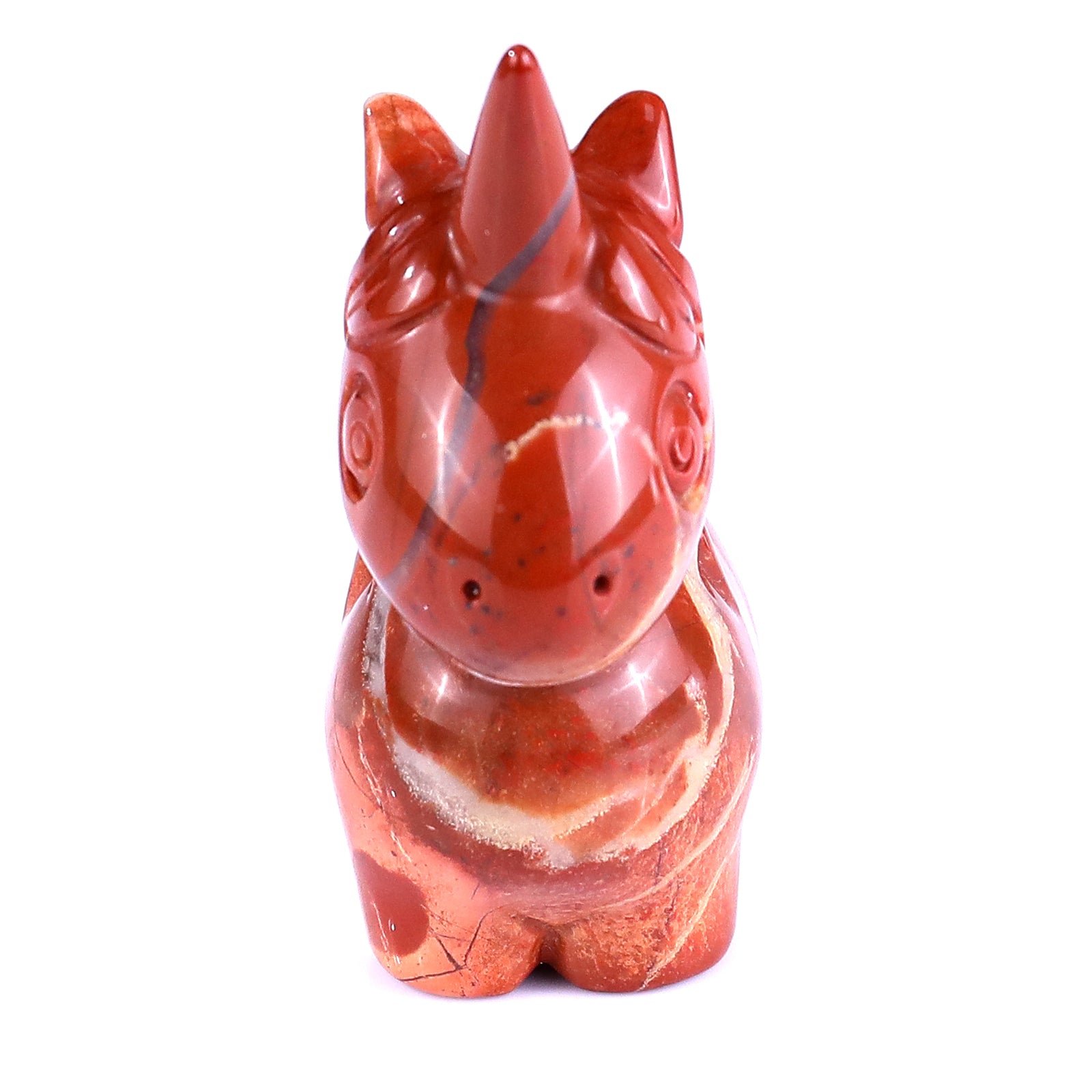 2.8" Red Jasper Hand Carved Crystal Unicorn Sculpture Crystallumi