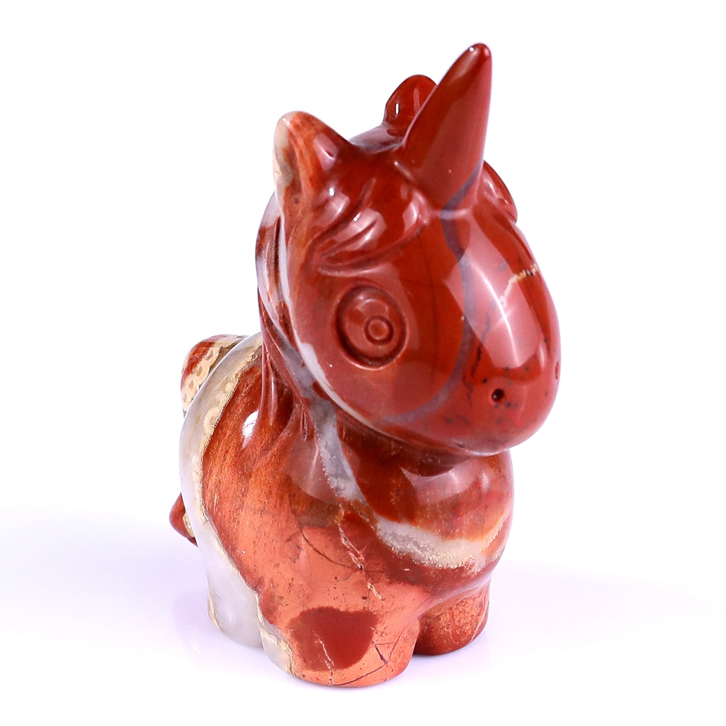 2.8" Red Jasper Hand Carved Crystal Unicorn Sculpture Crystallumi