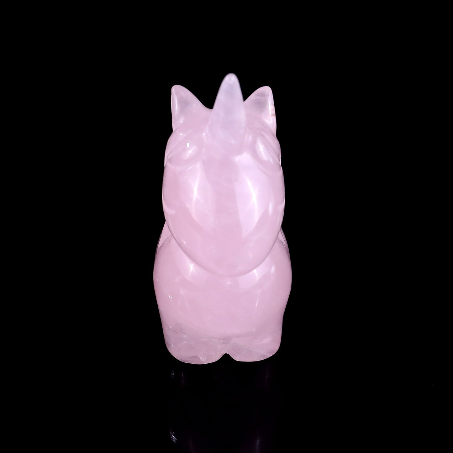 2.8" Rose Quartz Hand Carved Crystal Unicorn Sculpture Crystallumi