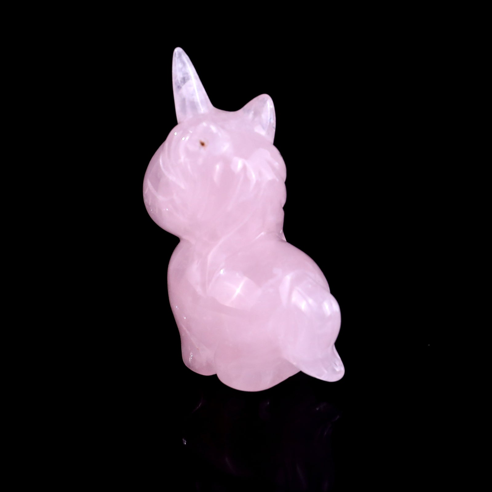 2.8" Rose Quartz Hand Carved Crystal Unicorn Sculpture Crystallumi