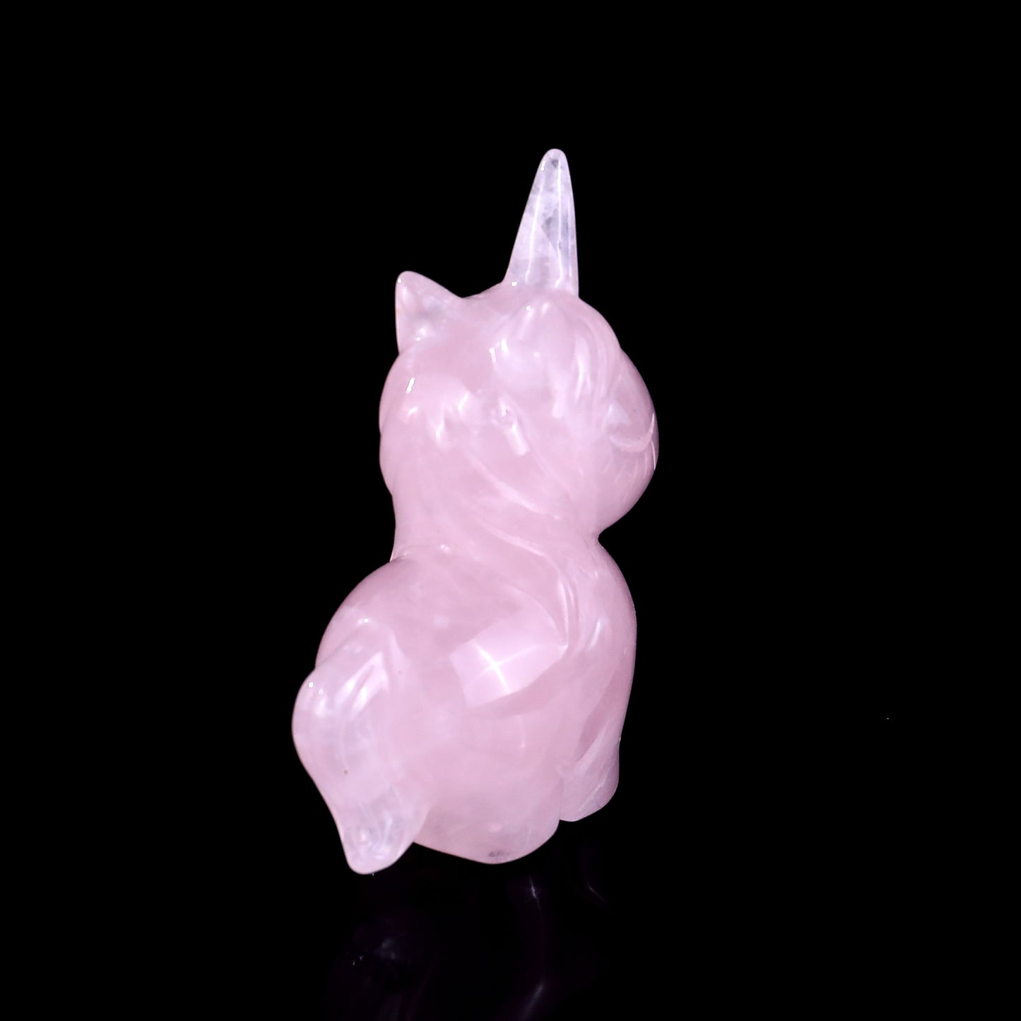 2.8" Rose Quartz Hand Carved Crystal Unicorn Sculpture Crystallumi