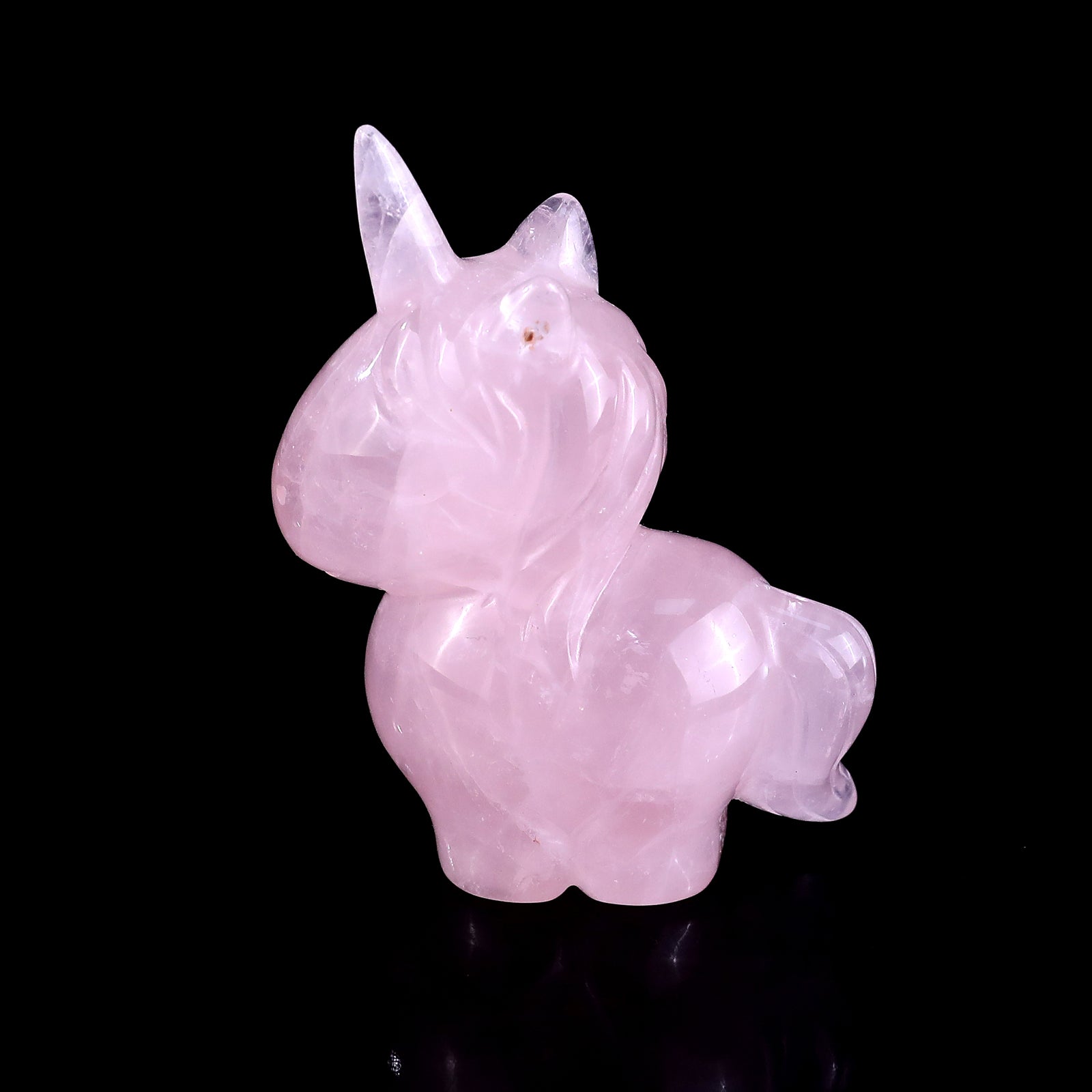 2.8" Rose Quartz Hand Carved Crystal Unicorn Sculpture Crystallumi