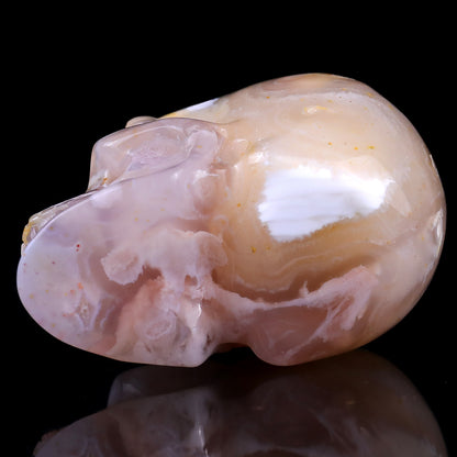 2.8" Sakura Agate Hand Carved Crystal Realistic Skull Sculpture Crystallumi