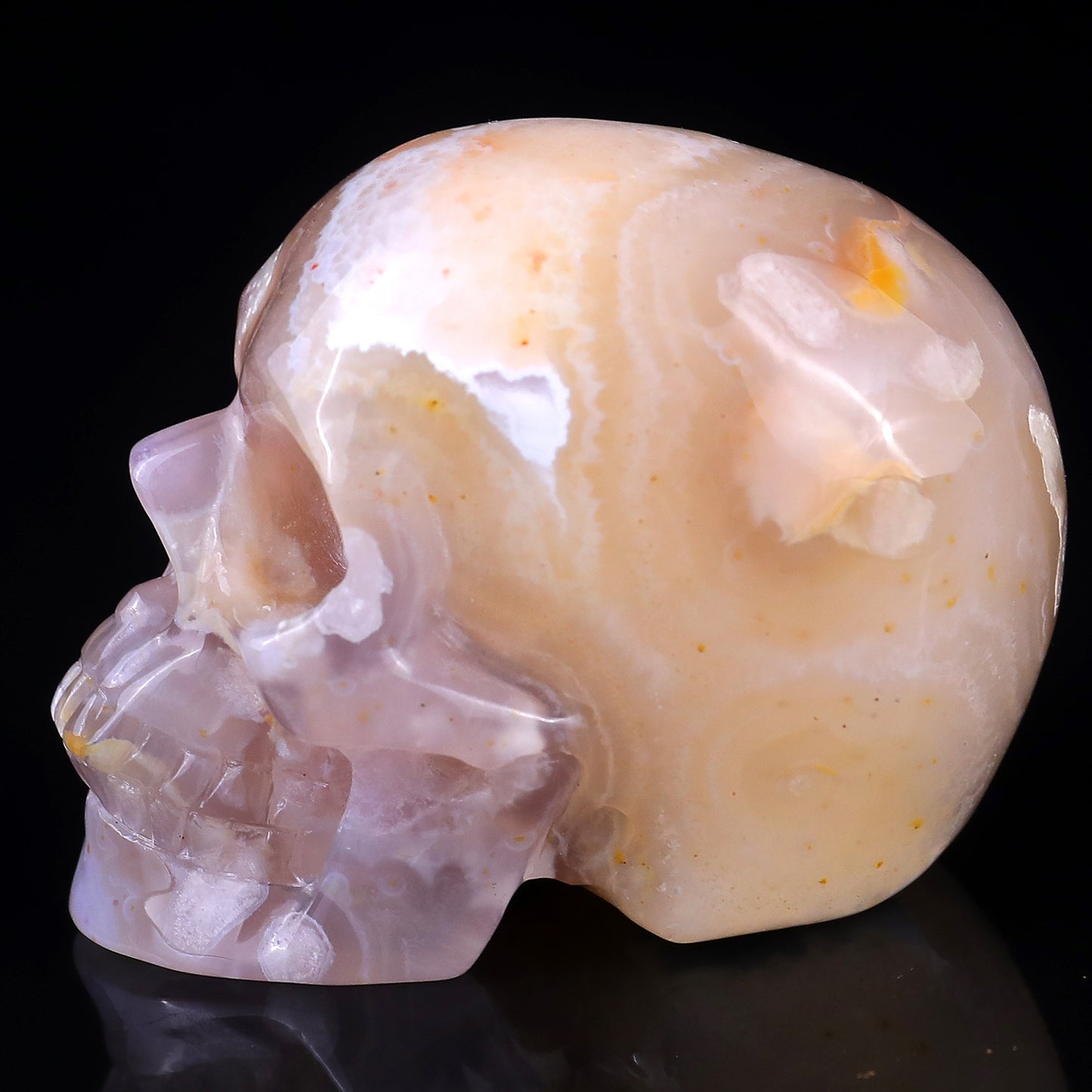 2.8" Sakura Agate Hand Carved Crystal Realistic Skull Sculpture Crystallumi