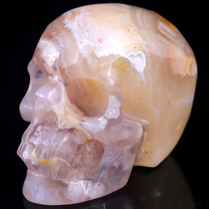 2.8" Sakura Agate Hand Carved Crystal Realistic Skull Sculpture Crystallumi