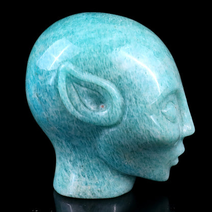 2.9" Amazonite Hand Carved Crystal Elf Alien Sculpture Crystallumi