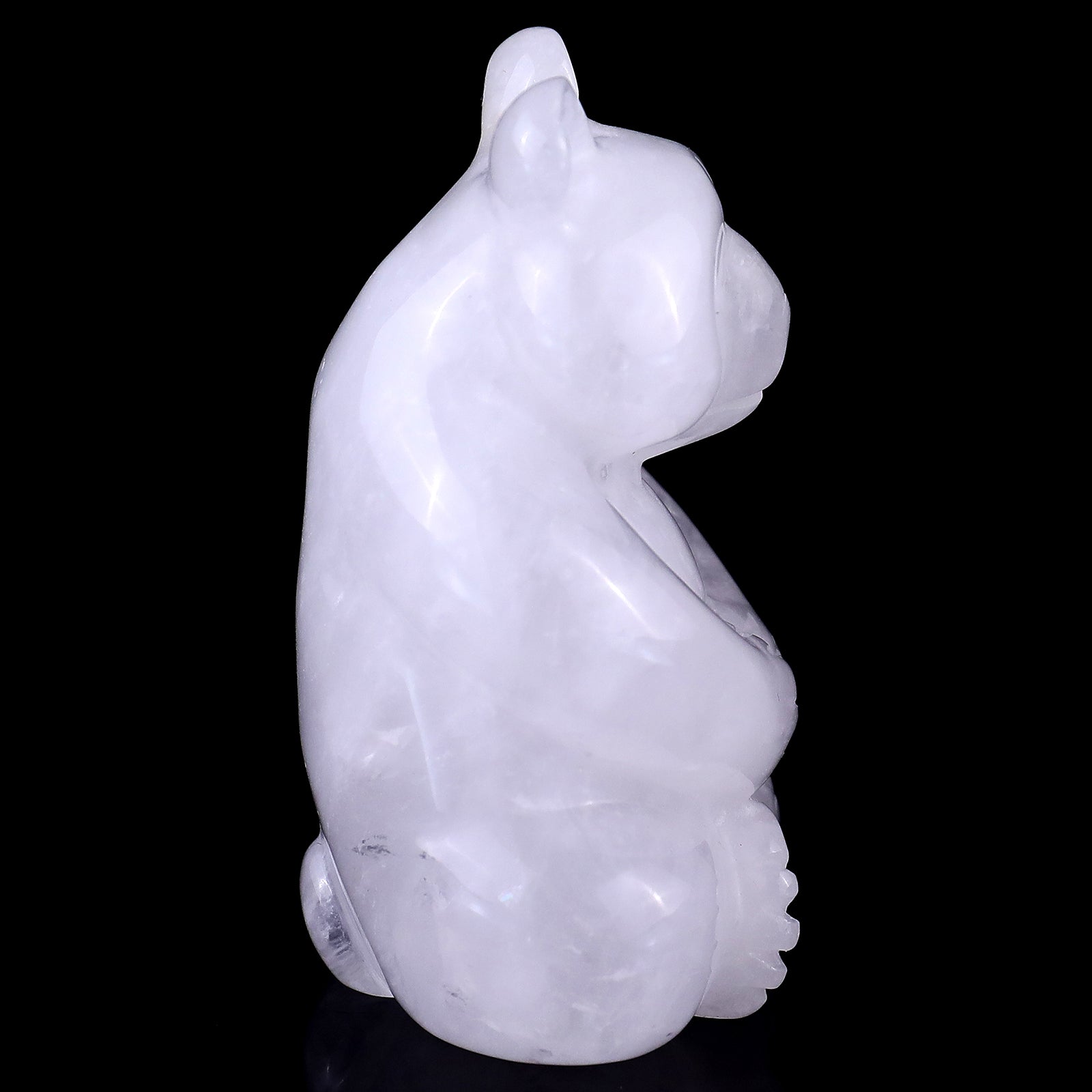 2.9" Angolan Quartz Hand Carved Crystal Panda Sculpture Crystallumi