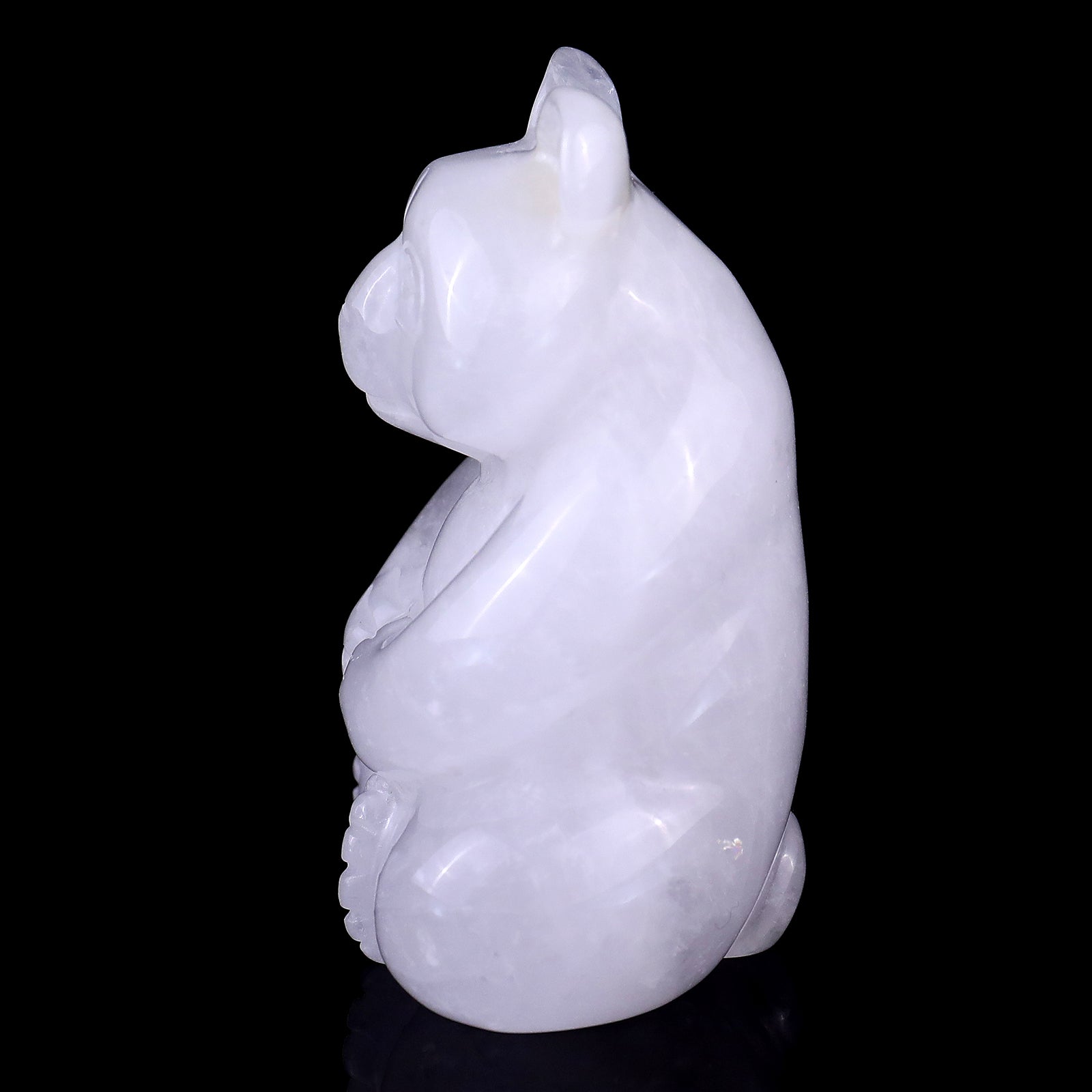 2.9" Angolan Quartz Hand Carved Crystal Panda Sculpture Crystallumi