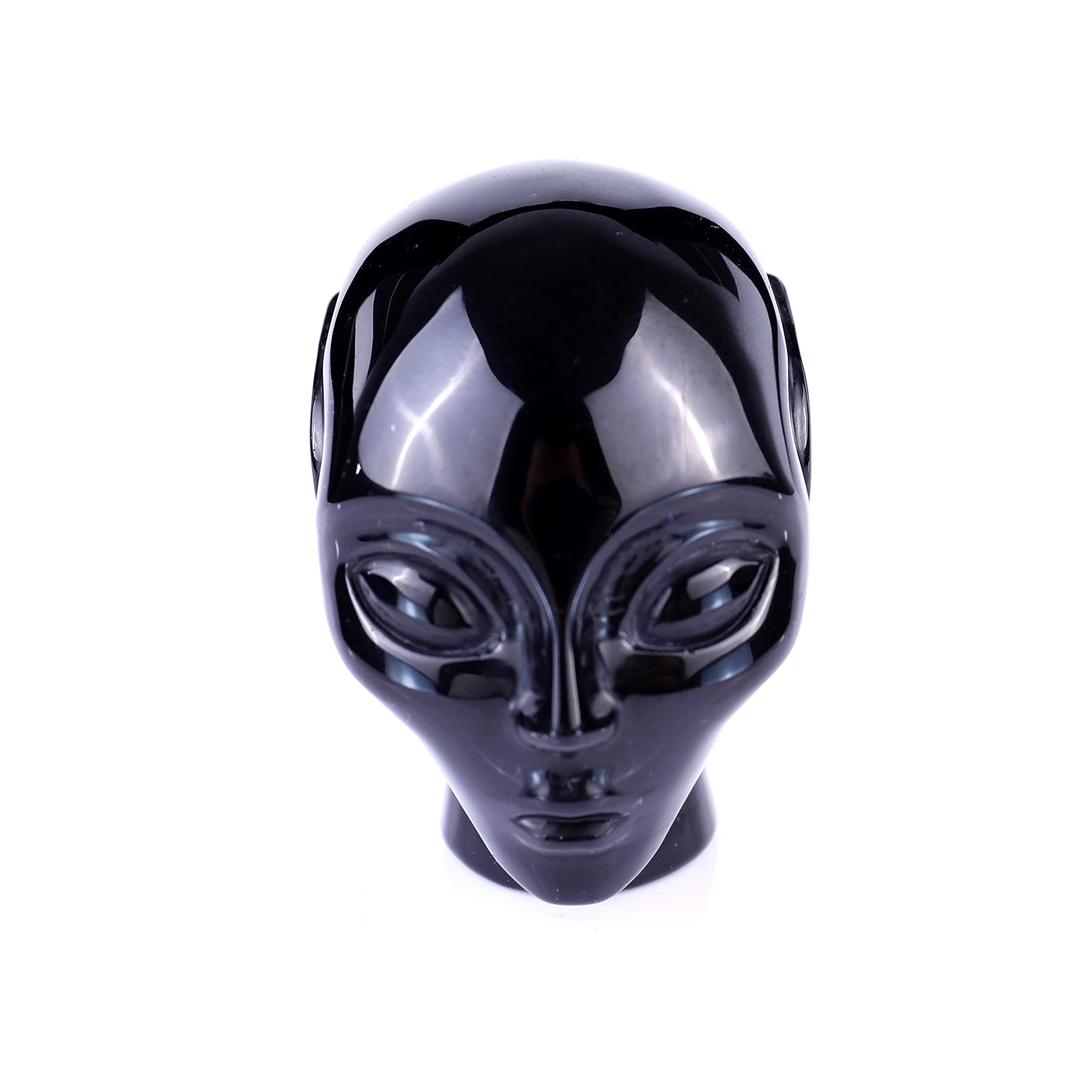 2.9" Black Obsidian Hand Carved Crystal Elf Alien Sculpture Crystallumi