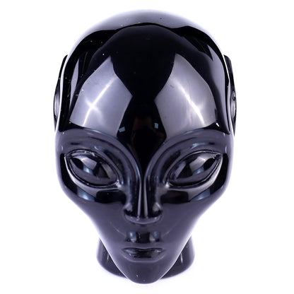 2.9" Black Obsidian Hand Carved Crystal Elf Alien Sculpture Crystallumi