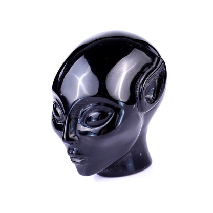 2.9" Black Obsidian Hand Carved Crystal Elf Alien Sculpture Crystallumi