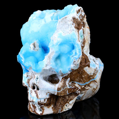 2.9" Blue Aragonite Hand Carved Mineral Specimen Skull Sculpture Crystallumi