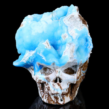 2.9" Blue Aragonite Hand Carved Mineral Specimen Skull Sculpture Crystallumi