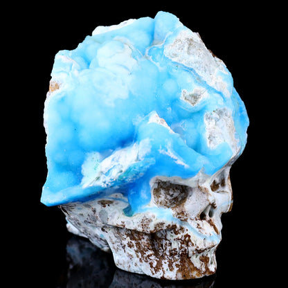 2.9" Blue Aragonite Hand Carved Mineral Specimen Skull Sculpture Crystallumi