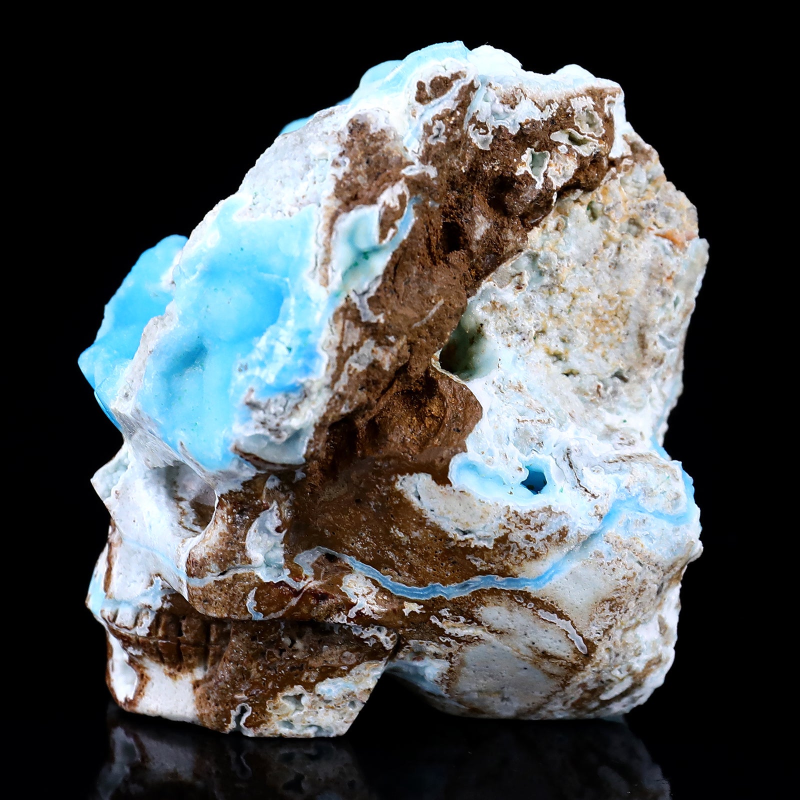 2.9" Blue Aragonite Hand Carved Mineral Specimen Skull Sculpture Crystallumi