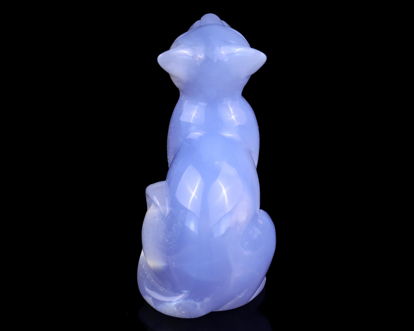 2.9" Blue Chalcedony Hand Carved Crystal Cat Sculpture Crystallumi