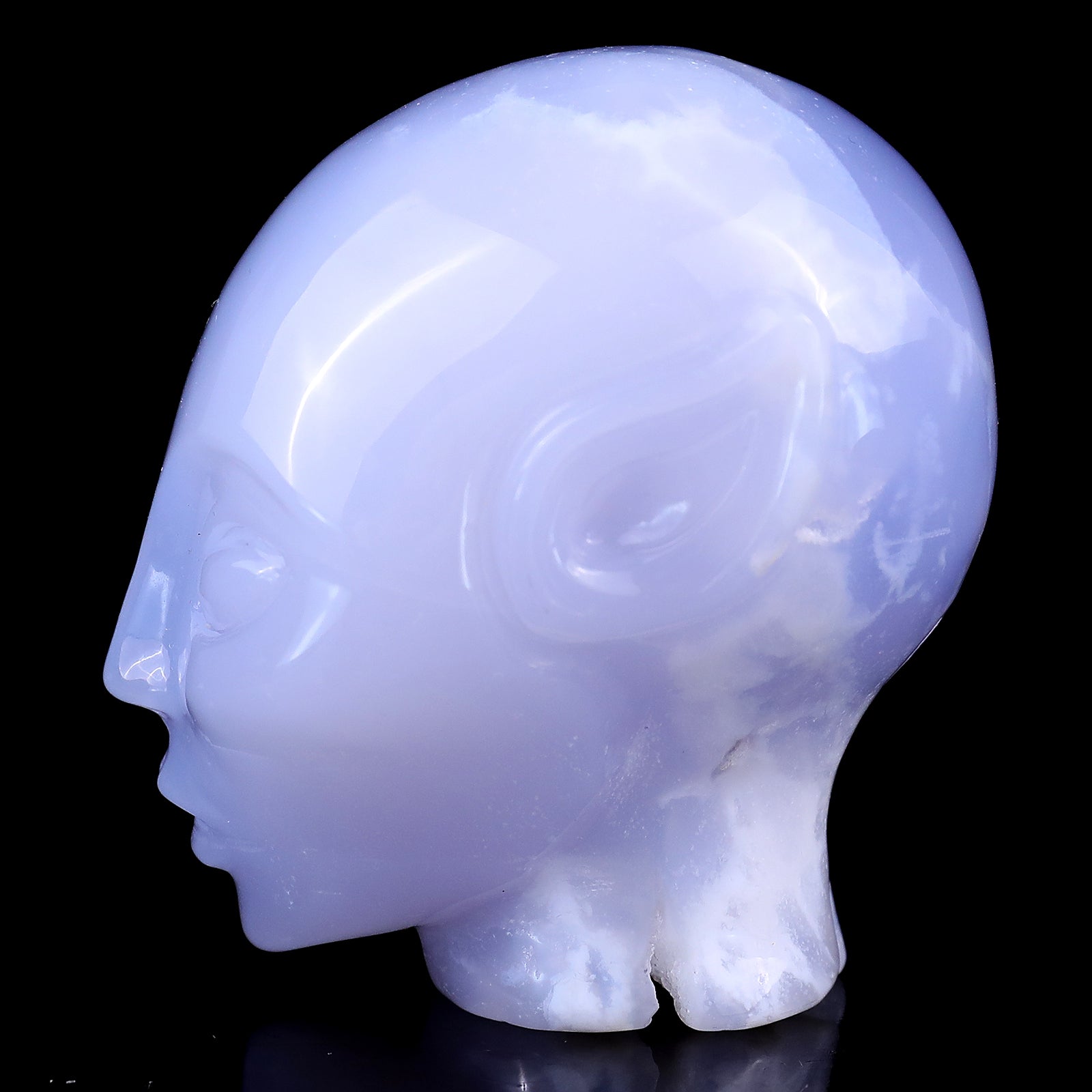 2.9" Blue Chalcedony Hand Carved Crystal Elf Alien Sculpture Crystallumi