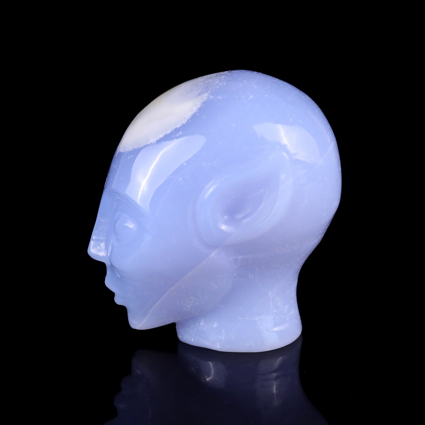 2.9" Blue Chalcedony Hand Carved Crystal Elf Alien Sculpture Crystallumi