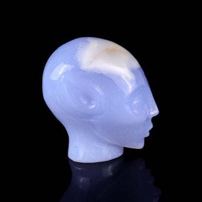 2.9" Blue Chalcedony Hand Carved Crystal Elf Alien Sculpture Crystallumi