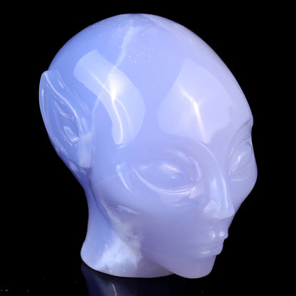 2.9" Blue Chalcedony Hand Carved Crystal Elf Alien Sculpture Crystallumi