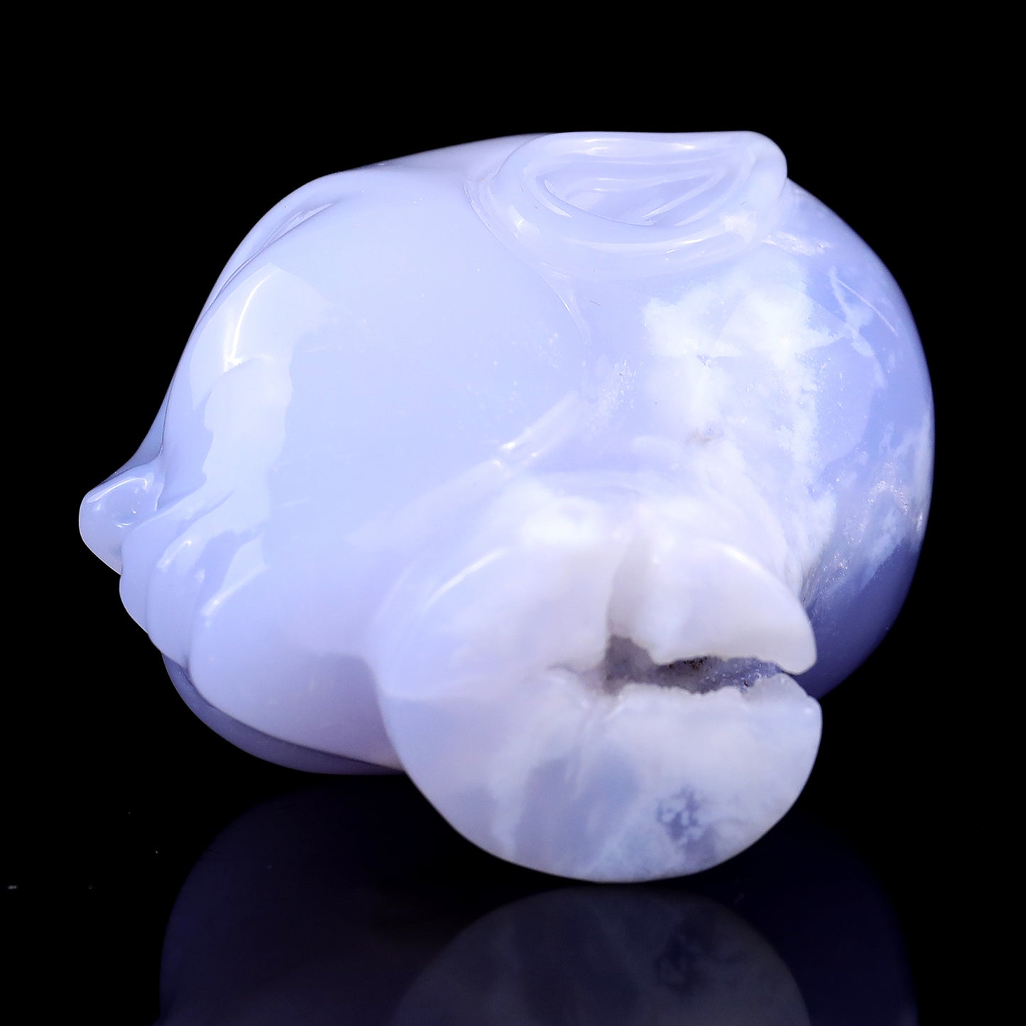 2.9" Blue Chalcedony Hand Carved Crystal Elf Alien Sculpture Crystallumi