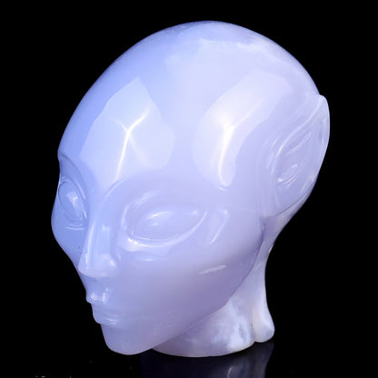 2.9" Blue Chalcedony Hand Carved Crystal Elf Alien Sculpture Crystallumi